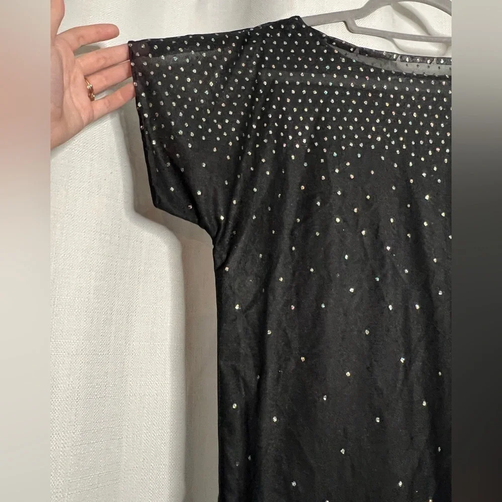 Black Sheer Ombre Glitter Dot Top Medium - Picture 5 of 7